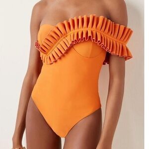 Andrea Iyamah Nisi ruffle one piece swimsuit ORANGE